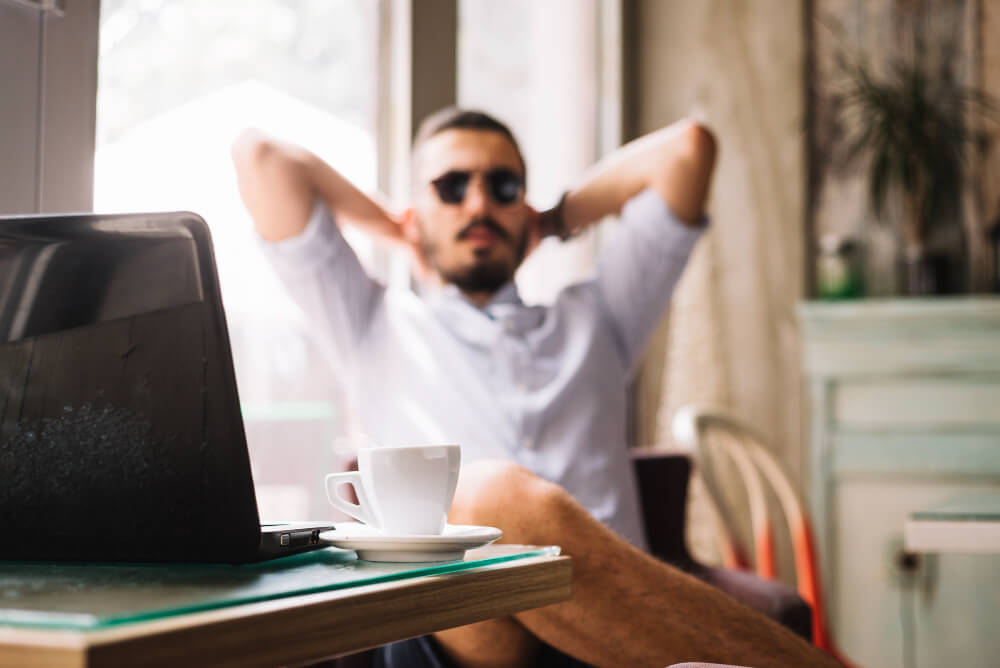 Man enjoying weekend work