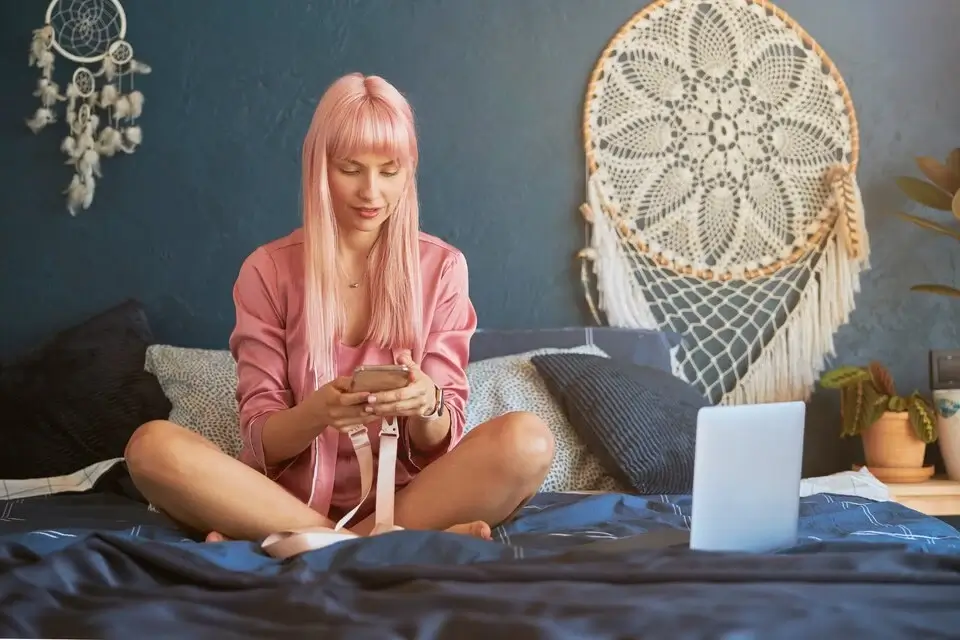 Woman buying bitcoin cryptocurrency