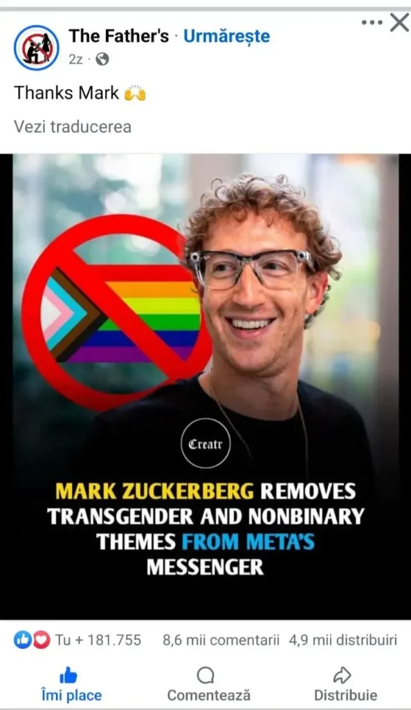 mark zuckerberg cancel the lgbtq promotion